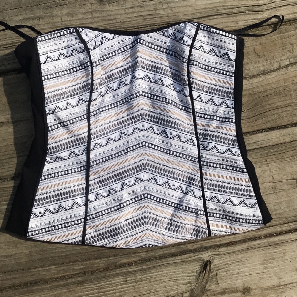 White Black bodice Bustier 8 corset top vest